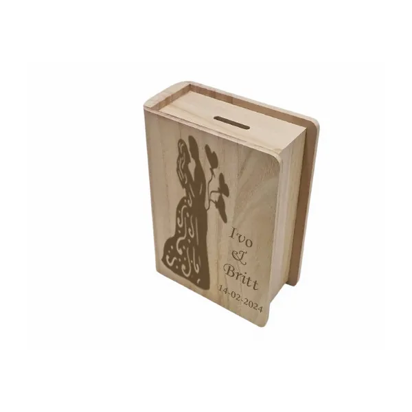 Houten Boek Spaarpot Graveren