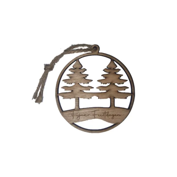 Houten Kerstbal Hanger Graveren