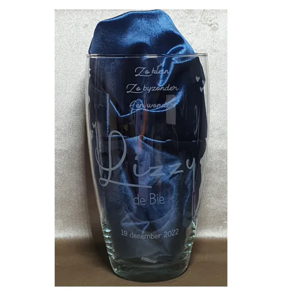 Geboortevaas Glas Graveren