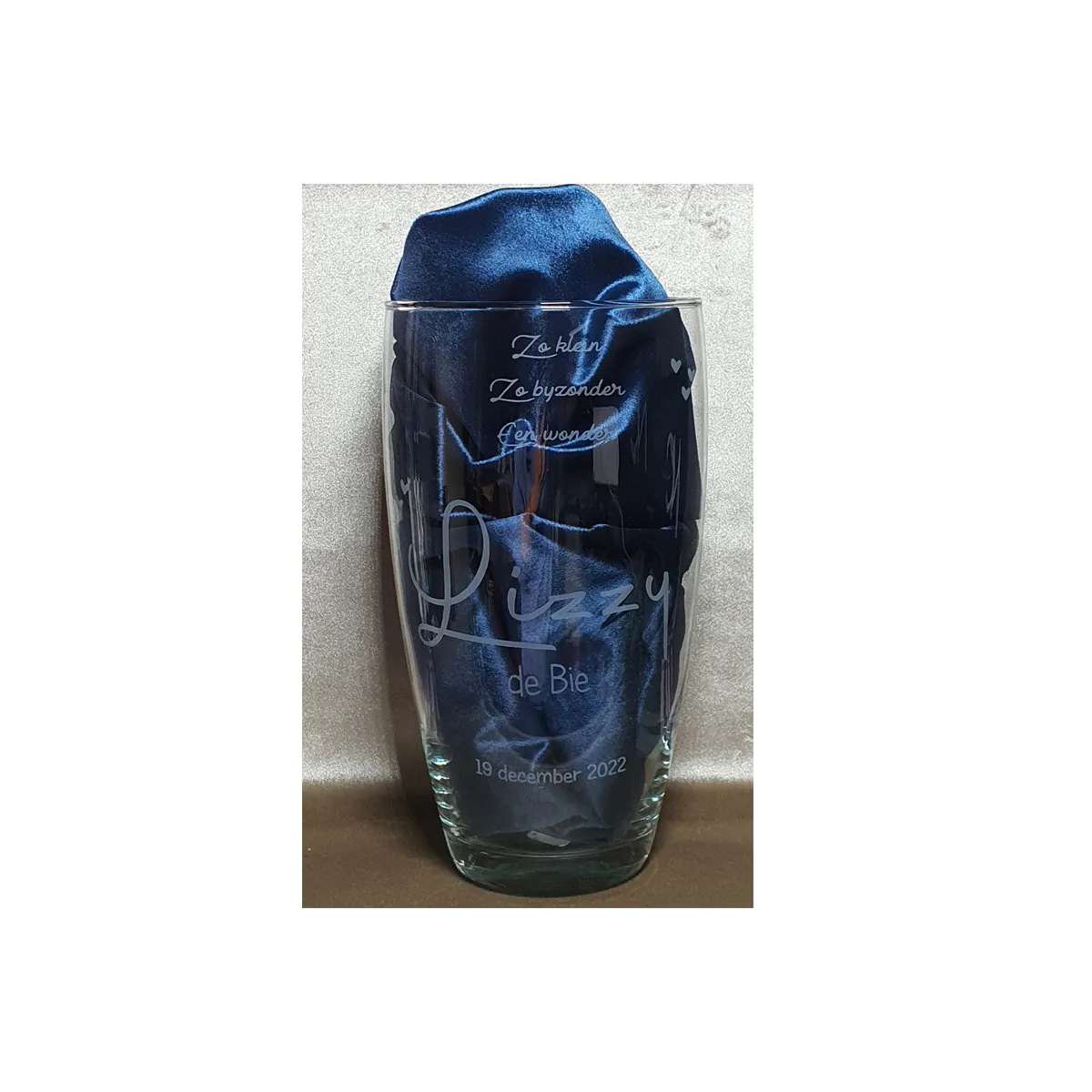 Geboortevaas Glas Graveren