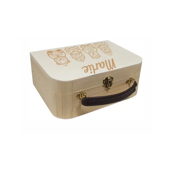 Houten Koffertje met Leren Handvat