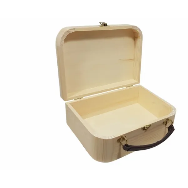 Houten Koffertje met Leren Handvat